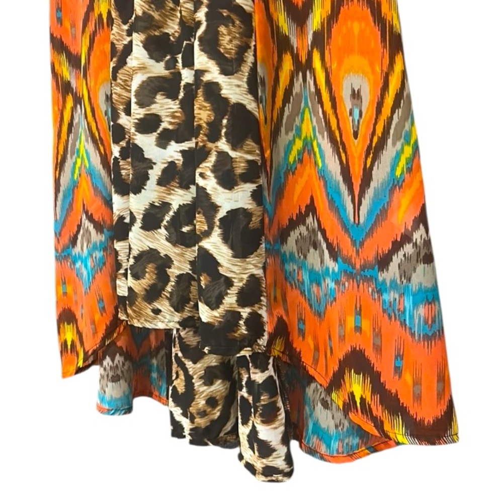Ivy Jane Leopard Print Chiffon Dress Cover-up Sheer Bohemian Colorful Size Small - Picture 16 of 16